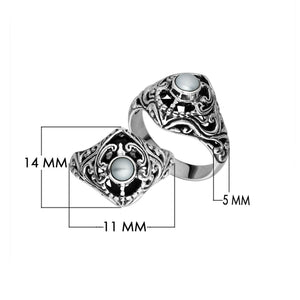 Sterling Silver Balinese Design Ring With Round Fresh Water Pearl