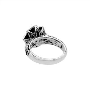 Sterling silver eight point star ring in Balinese engraved design