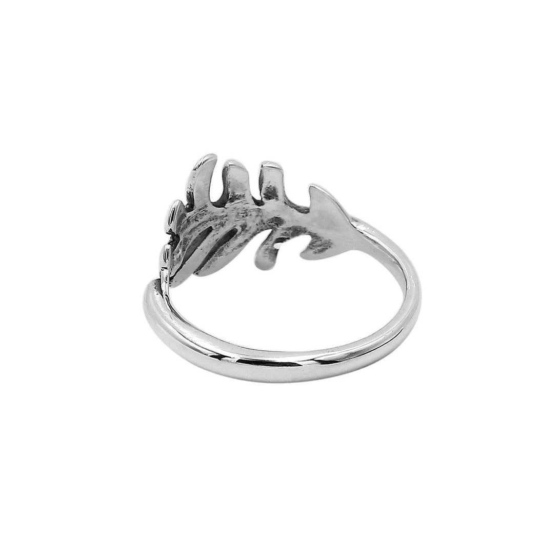 AR-6302-S-6" Sterling Silver Beautiful Simple Designer Feather Ring With Plain Silver Jewelry Bali Designs Inc 