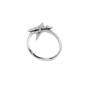 Sterling silver compass shape ring with elegant designer detailing
