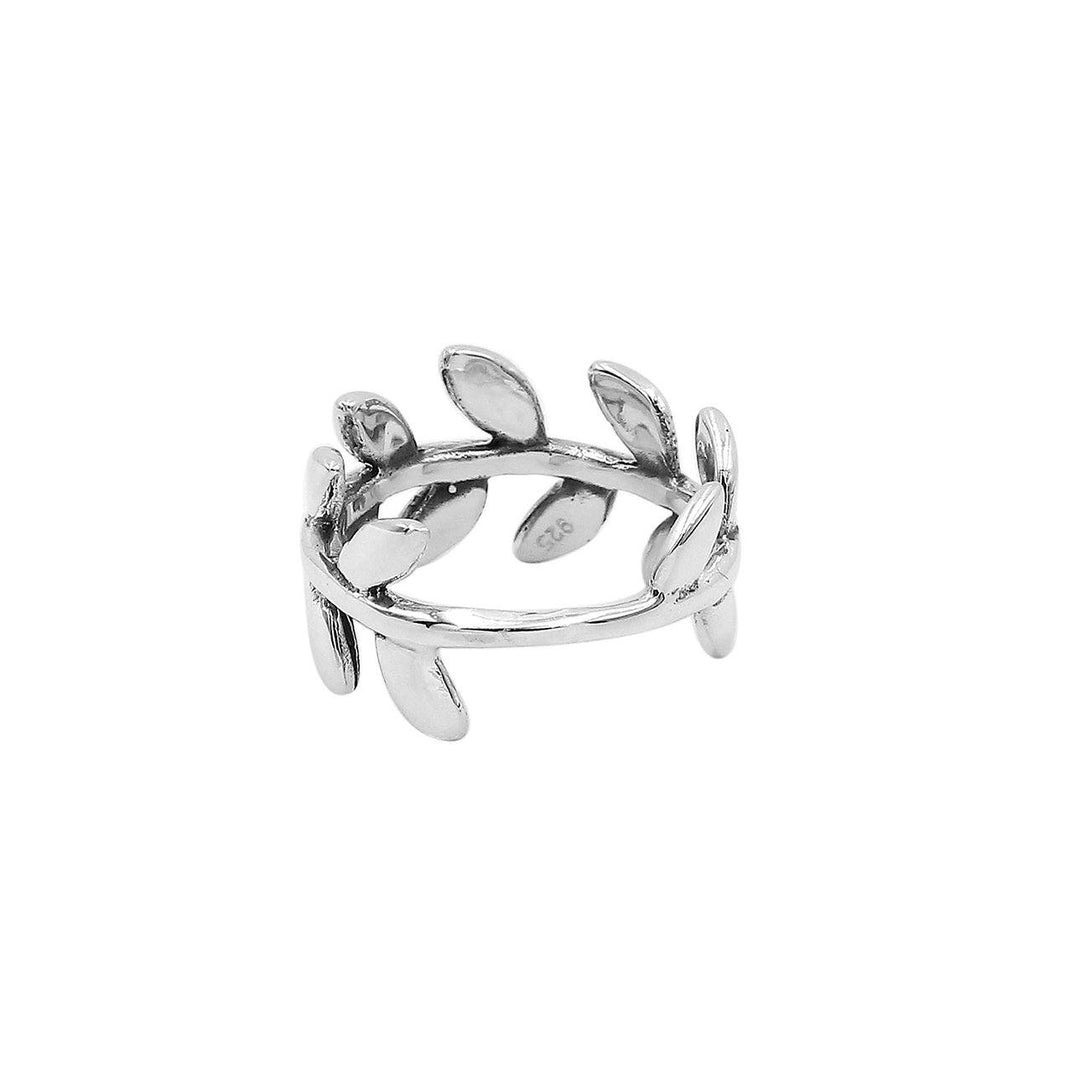 AR-6305-S-7" Sterling Silver Beautiful Simple Designer Leaf Ring With Plain Silver Jewelry Bali Designs Inc 