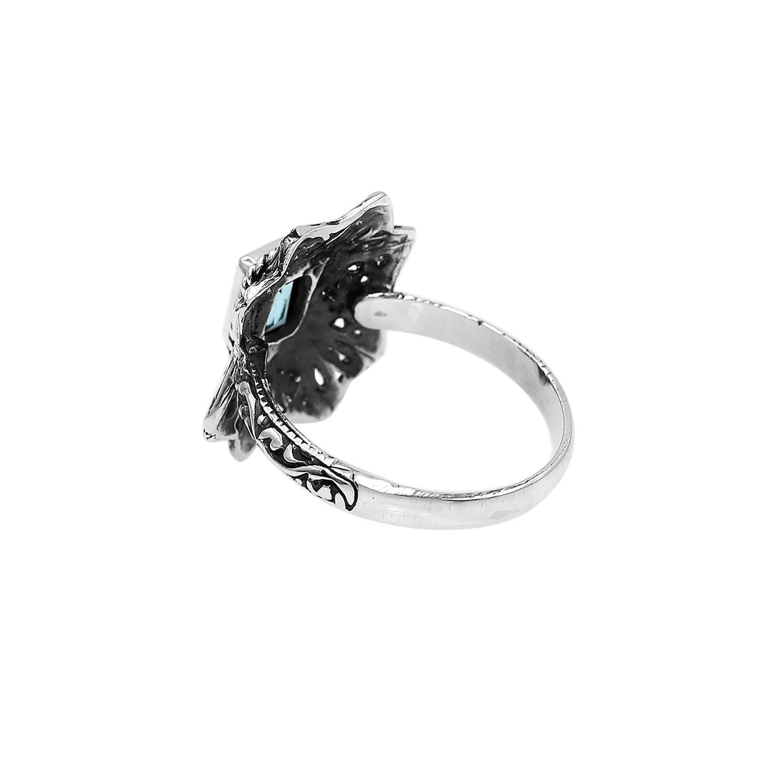 AR-6307-BT-9" Sterling Silver Designer Ring With Blue Topaz Jewelry Bali Designs Inc 
