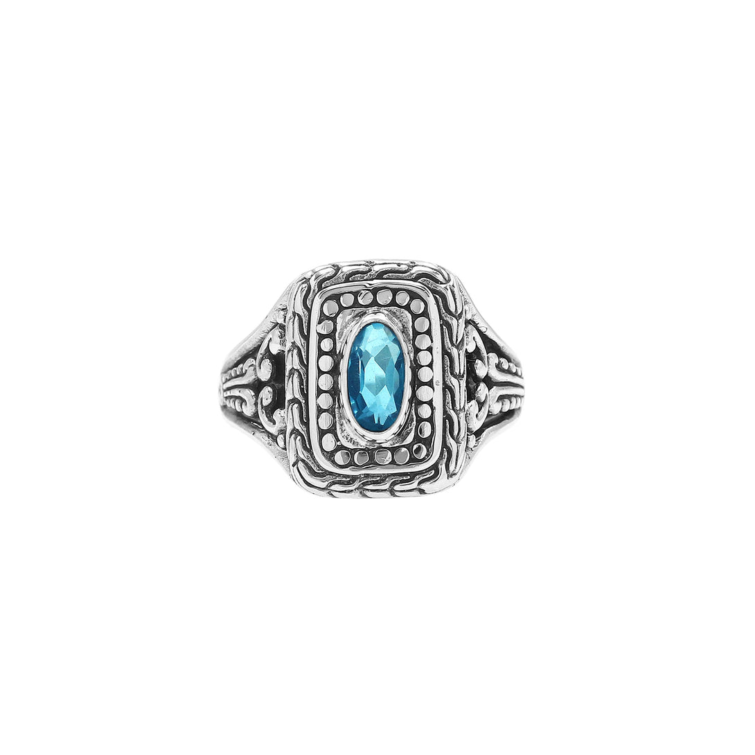 AR-6321-BT-6 Sterling Silver Ring With Blue Topaz Q. Jewelry Bali Designs Inc 