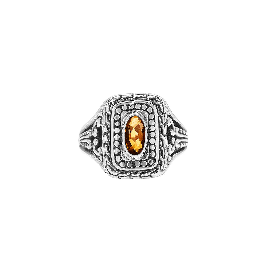 AR-6321-CT-9" Sterling Silver Ring With Citrine Q. Jewelry Bali Designs Inc 
