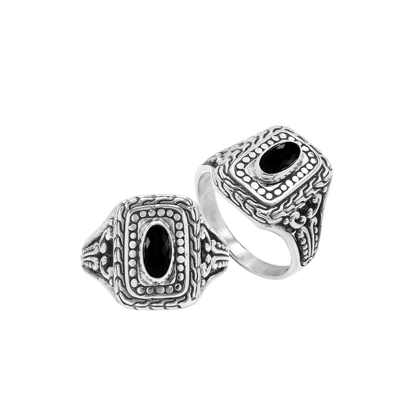 AR-6321-OX-6 Sterling Silver Ring With Black Onyx Jewelry Bali Designs Inc 