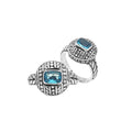 Blue Topaz Quartz Sterling Silver Balinese Engraved Ring For Wholesale Buyers
