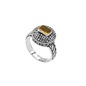 Sterling Silver Balinese Pattern Ring With Citrine Quartz For Wholesale