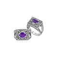 Sterling Silver Balinese Rectangular Ring With Amethyst Quartz For Wholesale