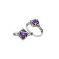 Sterling Silver Balinese Diamond Shape Ring With Amethyst Quartz For Wholesale