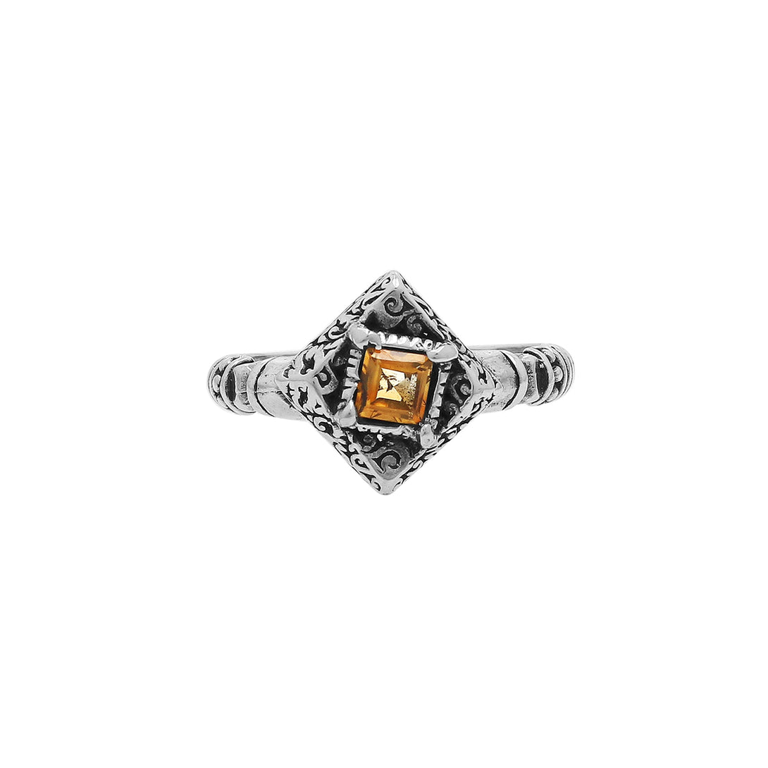 AR-6326-CT-6'' Sterling Silver Ring With Citrine Q. Jewelry Bali Designs Inc 