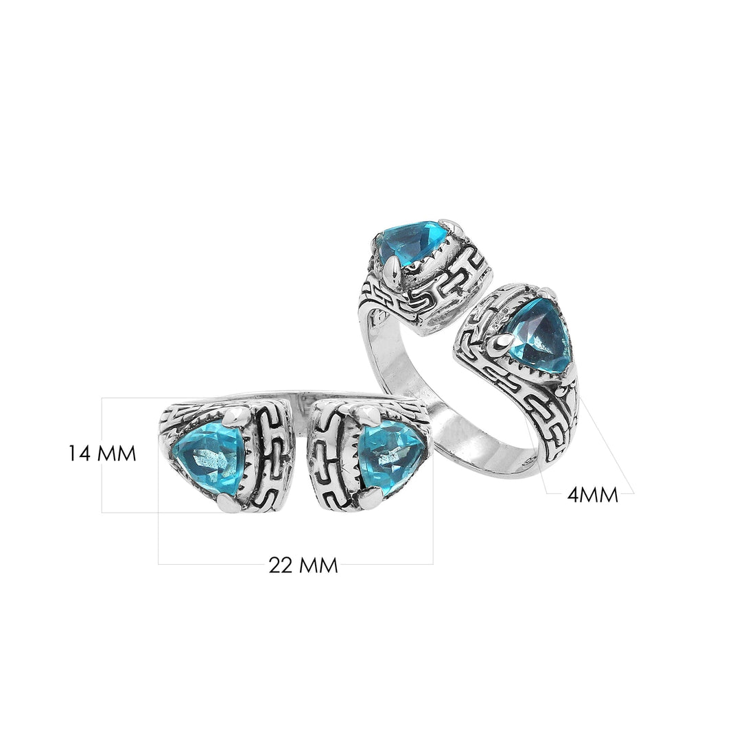 AR-6327-BT-8 Sterling Silver Ring With Blue Topaz Q. Jewelry Bali Designs Inc 