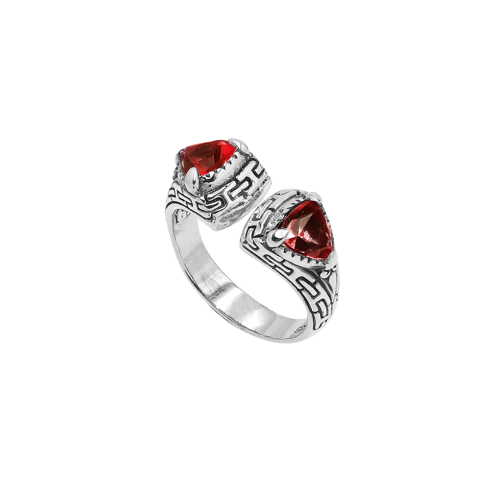 Sterling Silver Balinese Open Ring With Garnet Quartz For Wholesale