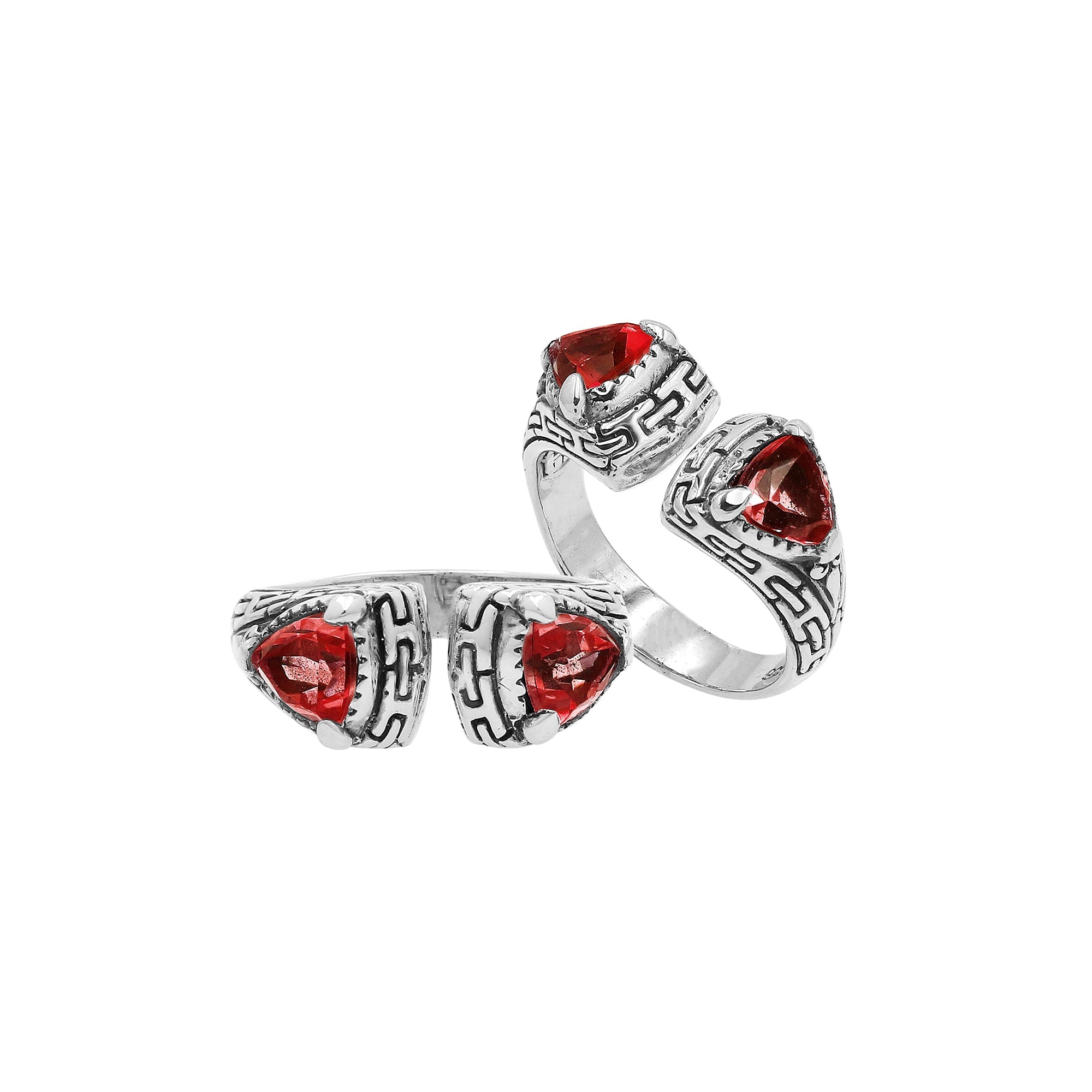 Sterling Silver Balinese Open Ring With Garnet Quartz For Wholesale