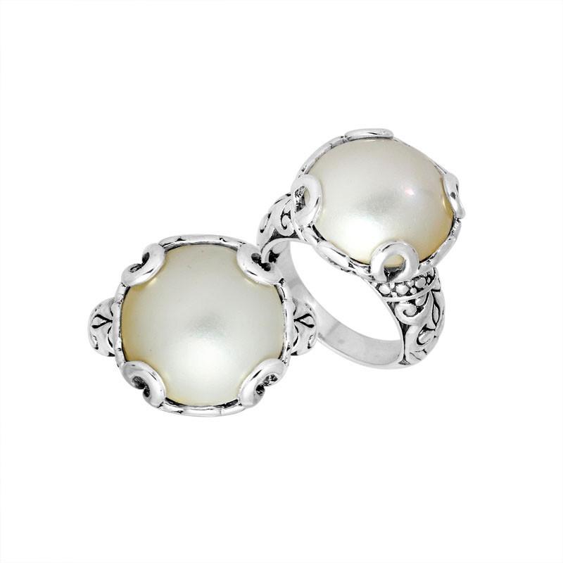Sterling Silver Filigree Ring With Mabe Pearl And Polished Finish