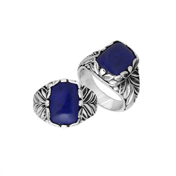 AR-8018-LP-6'' Sterling Silver Square Shape Ring With Lapis Jewelry Bali Designs Inc 