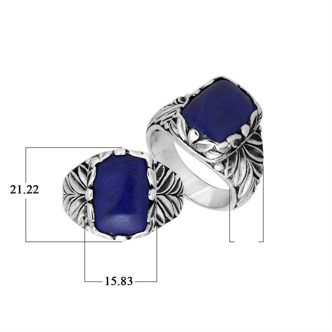 AR-8018-LP-6'' Sterling Silver Square Shape Ring With Lapis Jewelry Bali Designs Inc 