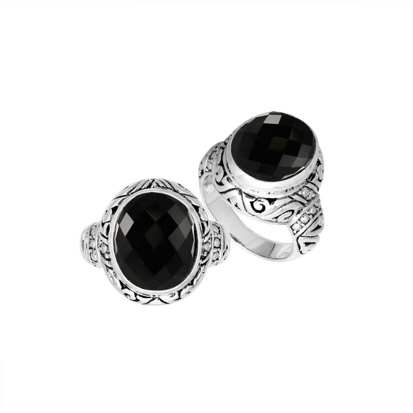 AR-8025-OX-6" Sterling Silver Ring With Black Onyx Jewelry Bali Designs Inc 