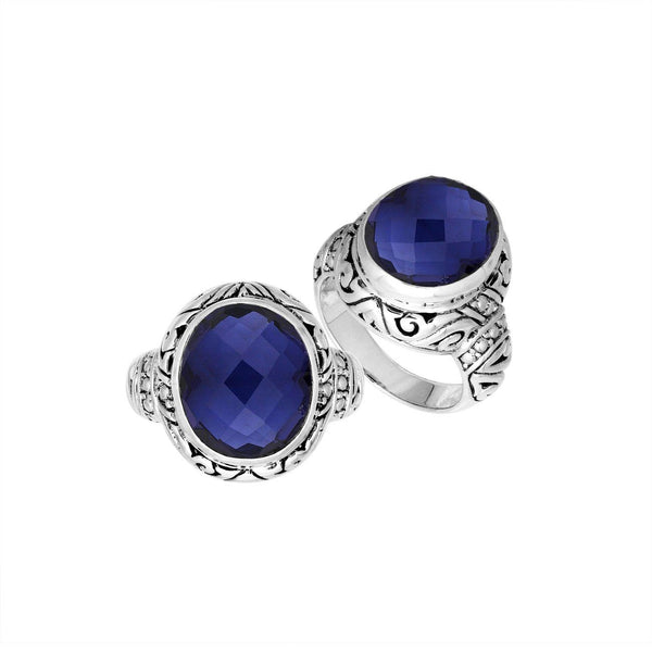 AR-8025-SP-6" Sterling Silver Ring With Blue Sapphire Jewelry Bali Designs Inc 