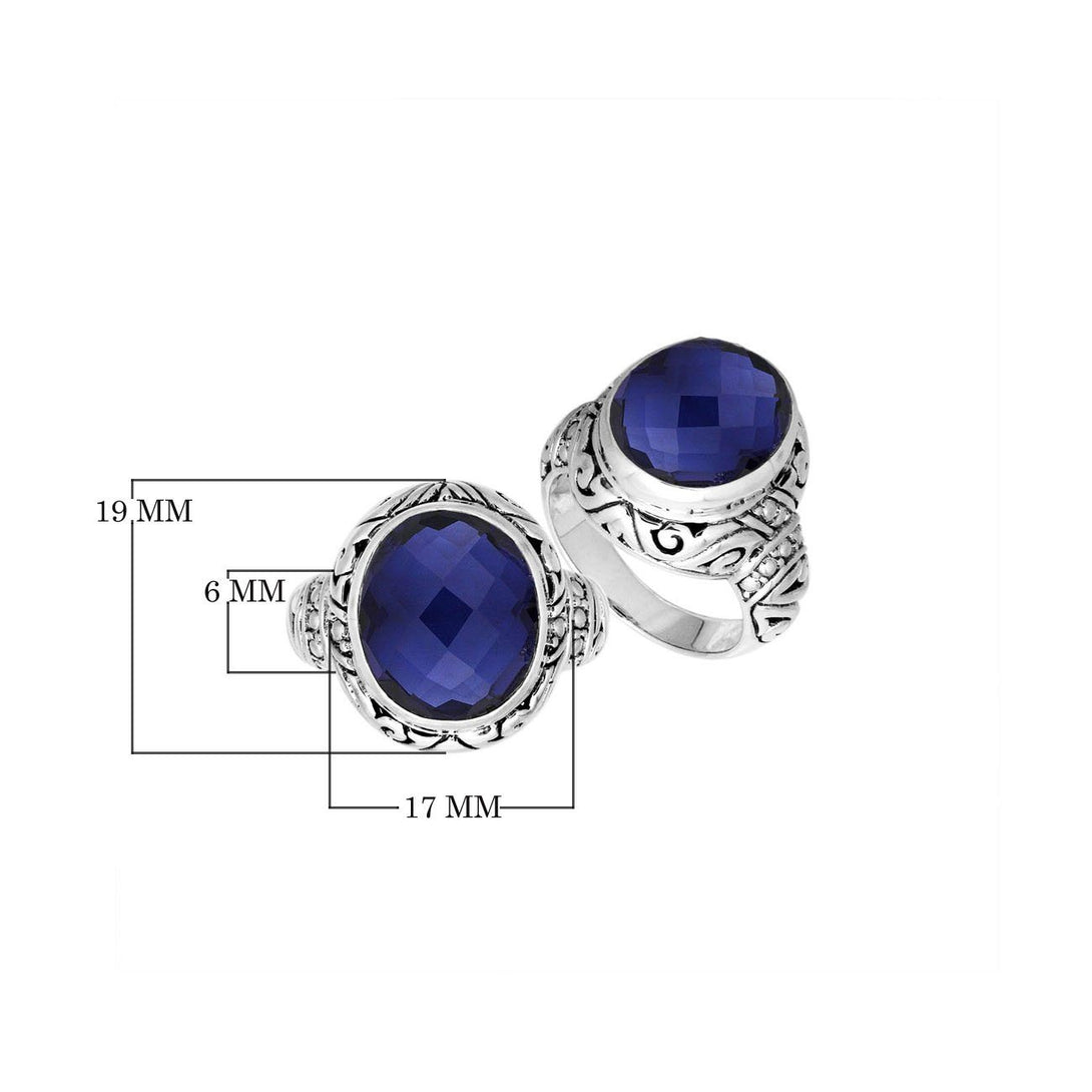 AR-8025-SP-8" Sterling Silver Ring With Blue Sapphire Jewelry Bali Designs Inc 