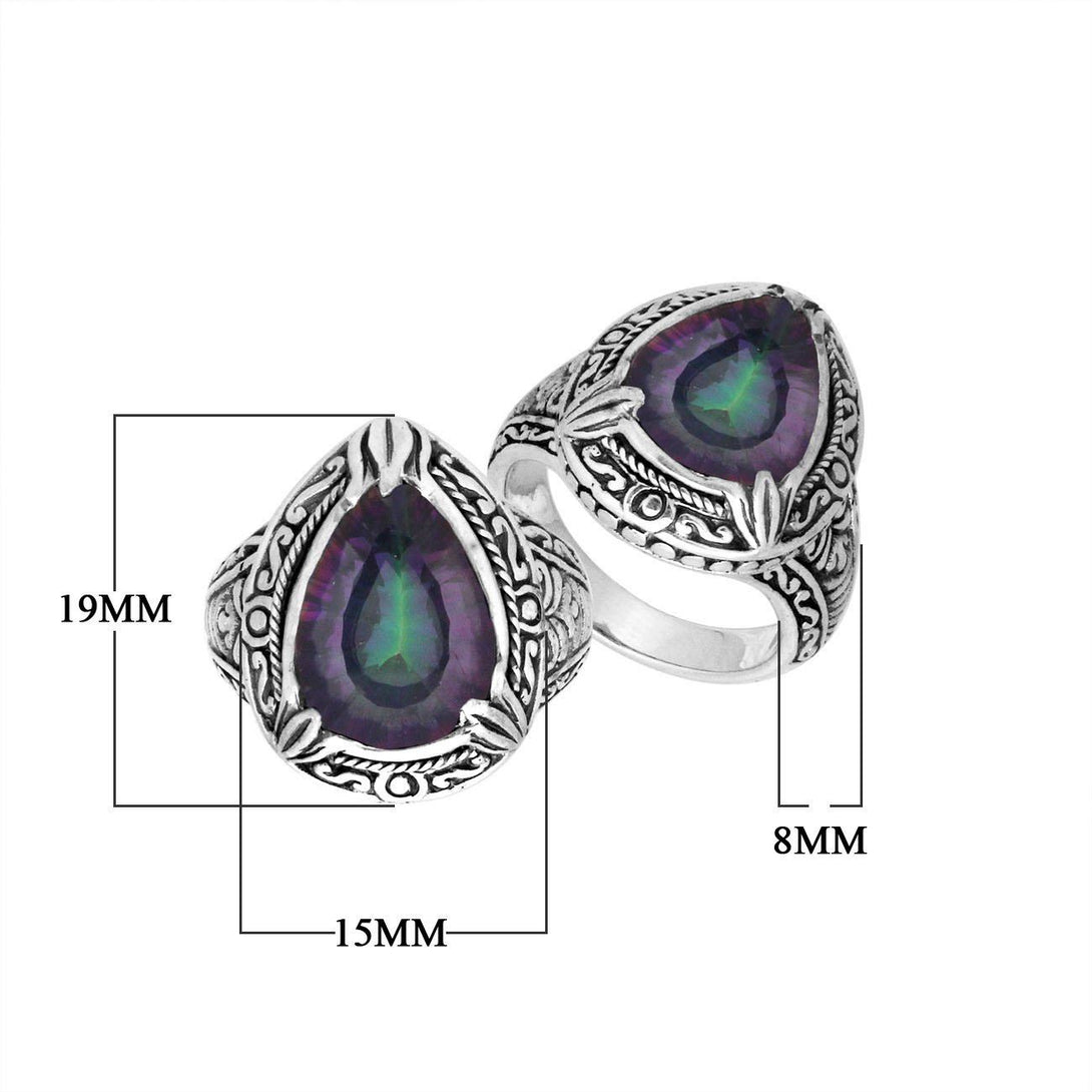 AR-8026-MT-6" Sterling Silver Ring With Mystic Quartz Jewelry Bali Designs Inc 