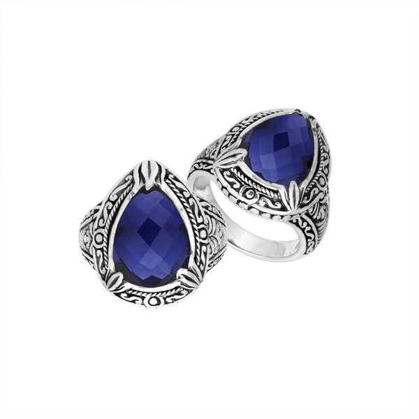 AR-8026-SP-6" Sterling Silver Ring With Sapphire Jewelry Bali Designs Inc 