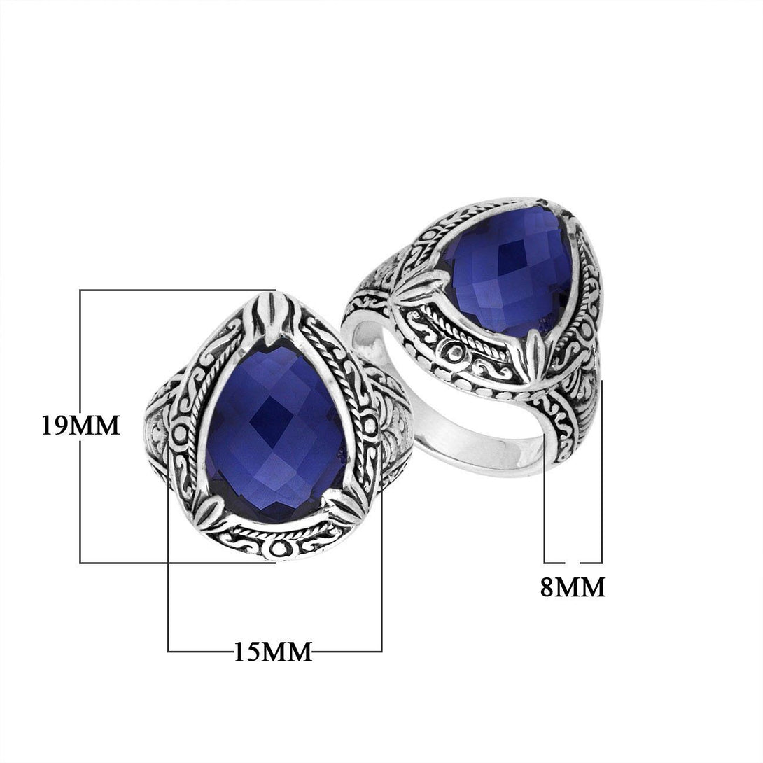 AR-8026-SP-7" Sterling Silver Ring With Sapphire Jewelry Bali Designs Inc 