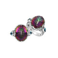 Sterling Silver Mystic Quartz Oval Shape Ring With Balinese Engraved Band
