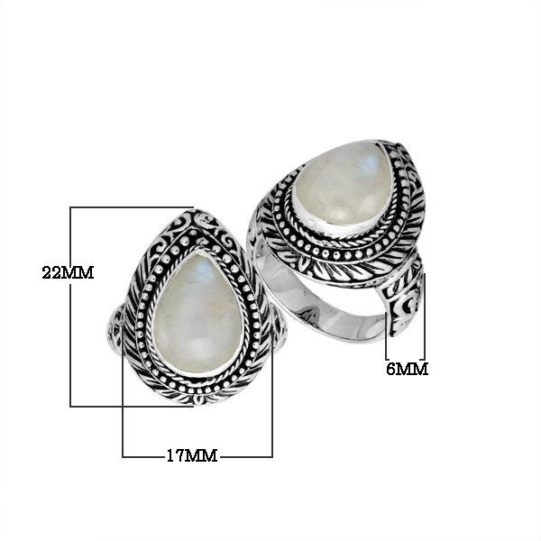 AR-8028-RM-8" Sterling Silver Ring With Rainbow Moonstone Jewelry Bali Designs Inc 