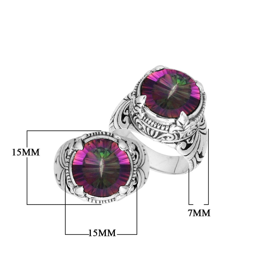 AR-8029-MT-6" Sterling Silver Ring With Mystic Quartz Jewelry Bali Designs Inc 