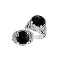 Sterling Silver Round Shape Black Onyx Ring With Detailed Balinese Carving