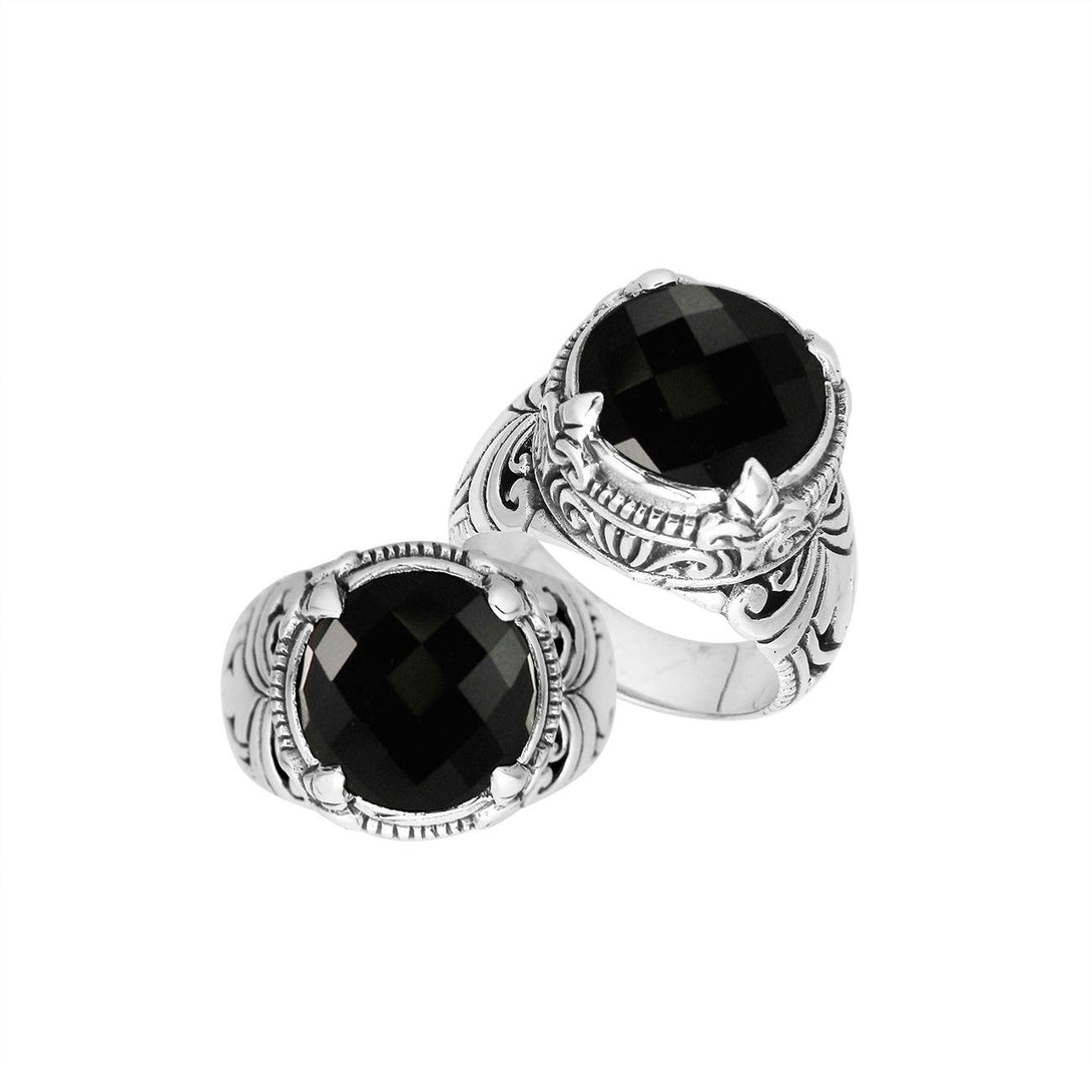 AR-8029-OX-6" Sterling Silver Ring With Black Onyx Jewelry Bali Designs Inc 
