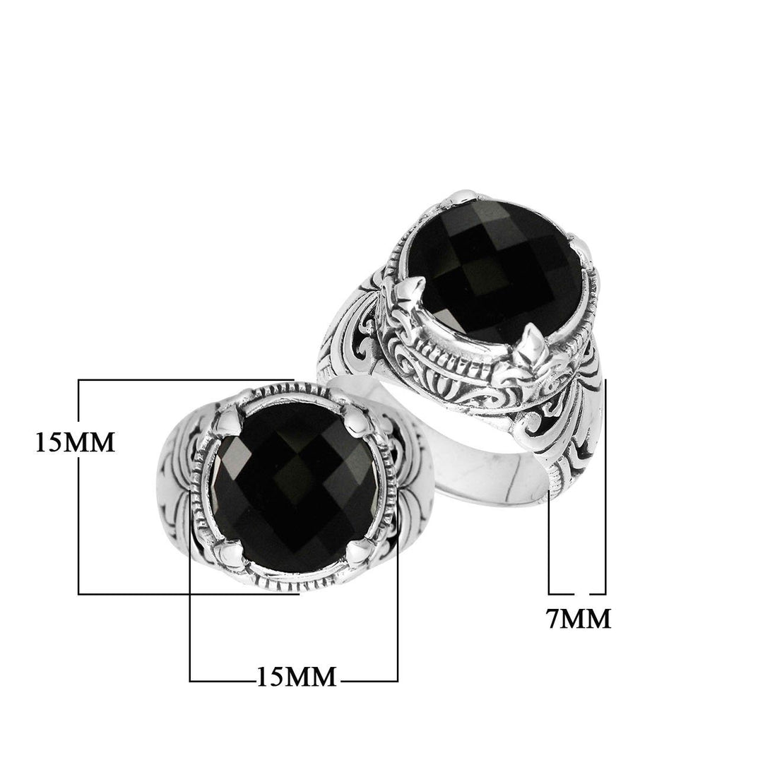 AR-8029-OX-9" Sterling Silver Ring With Black Onyx Jewelry Bali Designs Inc 