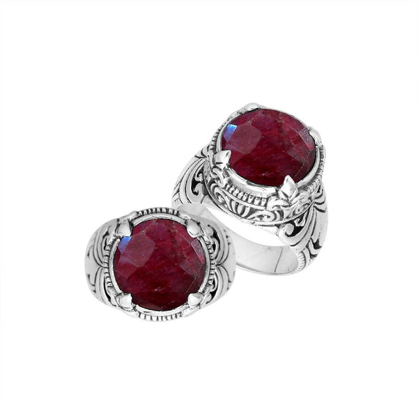 AR-8029-RB-7" Sterling Silver Ring With Ruby Jewelry Bali Designs Inc 