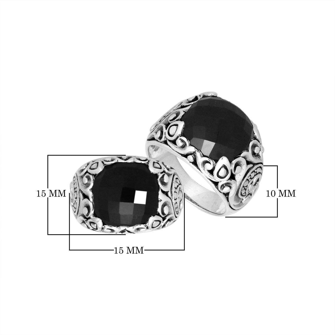 AR-8031-OX-8" Sterling Silver Ring With Black Onyx Jewelry Bali Designs Inc 