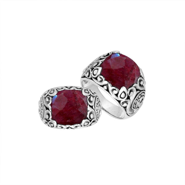 AR-8031-RB-6" Sterling Silver Ring With Ruby Jewelry Bali Designs Inc 