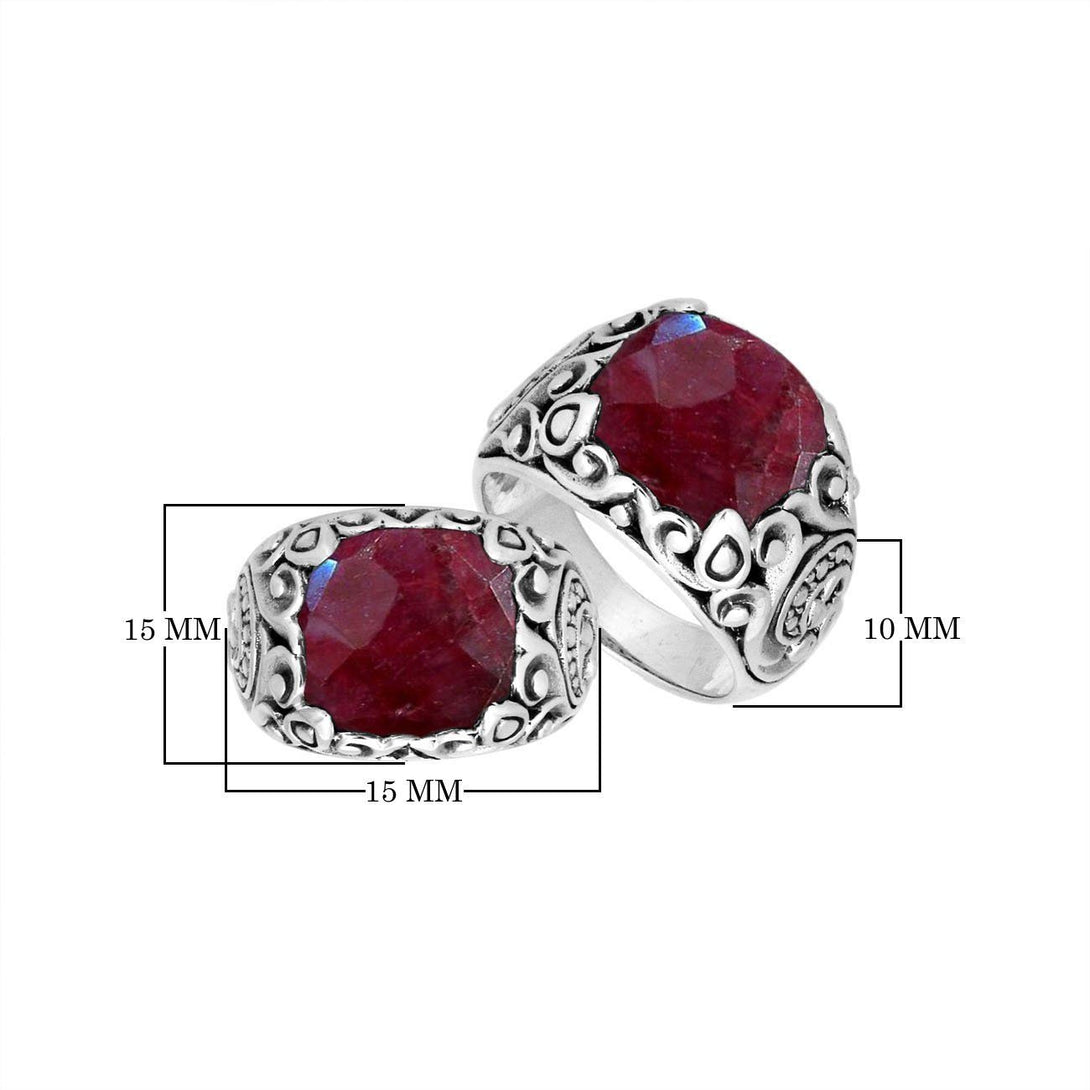 AR-8031-RB-9" Sterling Silver Ring With Ruby Jewelry Bali Designs Inc 