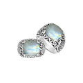 Sterling Silver Balinese Scroll Pattern Ring With Rainbow Moonstone