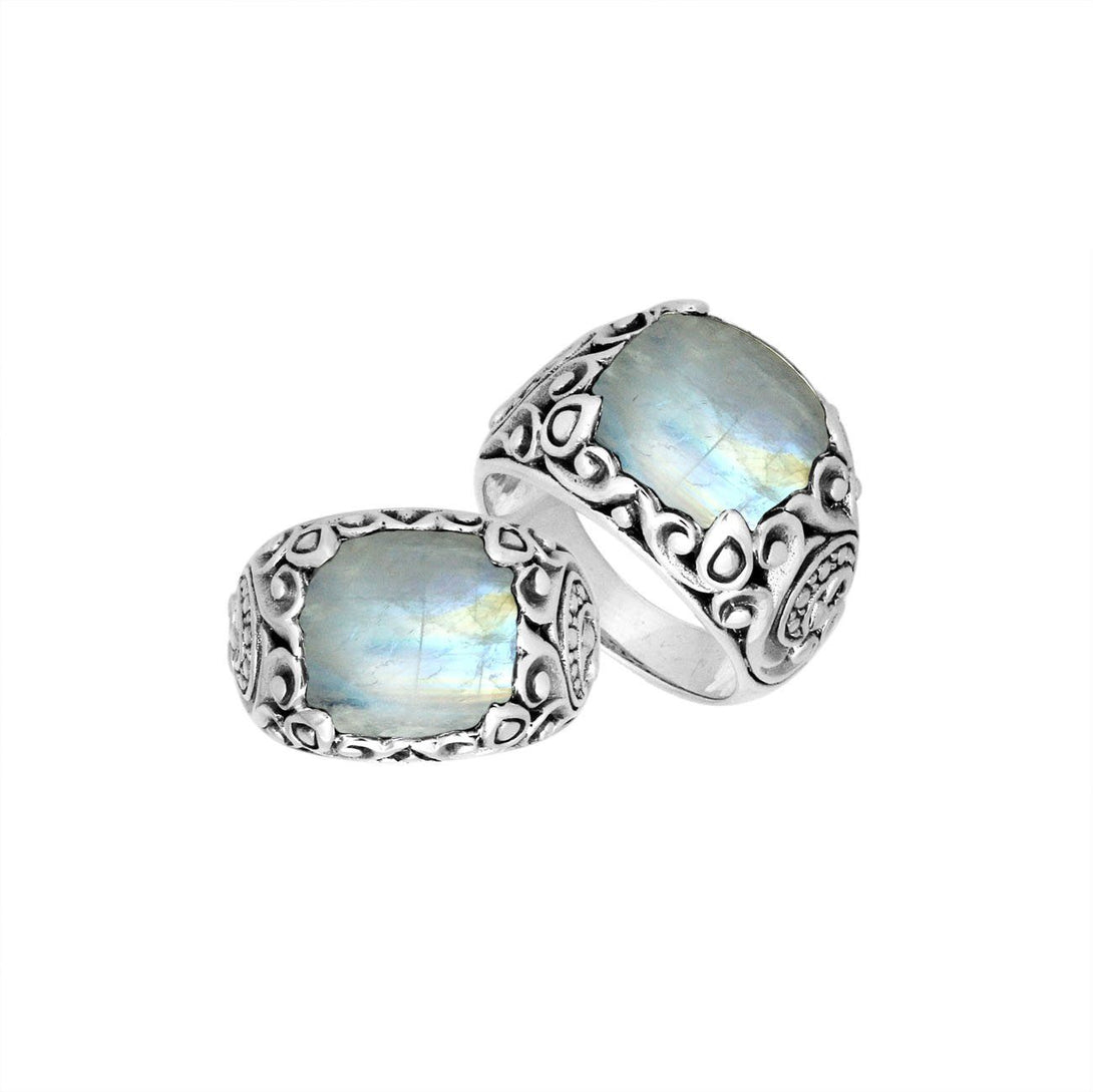 AR-8031-RM-6" Sterling Silver Ring With Rainbow Moonstone Jewelry Bali Designs Inc 