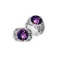 Sterling Silver Leaf Pattern Ring With Amethyst Quartz