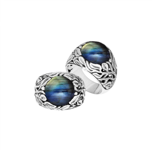 AR-8032-LB-8" Sterling Silver Ring With Labradorite Jewelry Bali Designs Inc 
