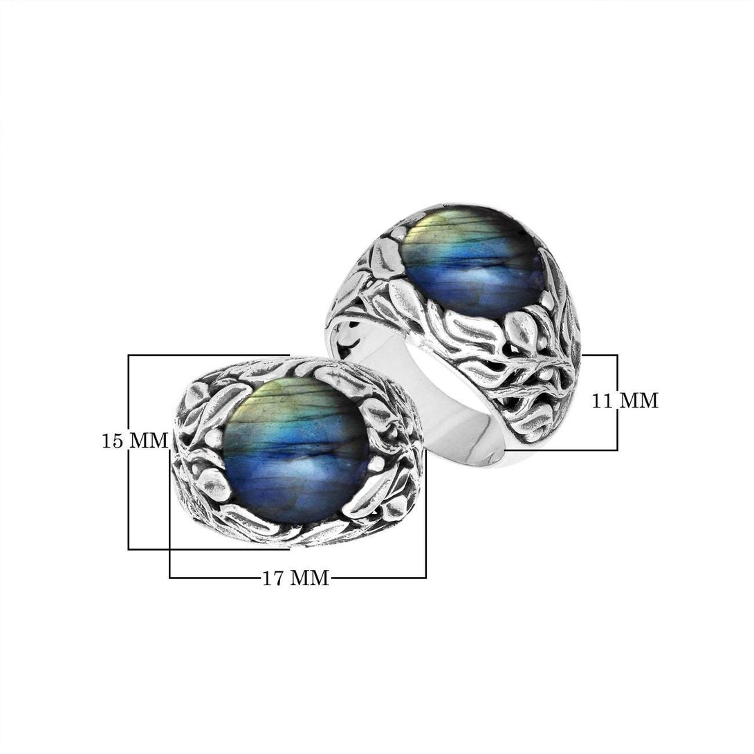 AR-8032-LB-8" Sterling Silver Ring With Labradorite Jewelry Bali Designs Inc 