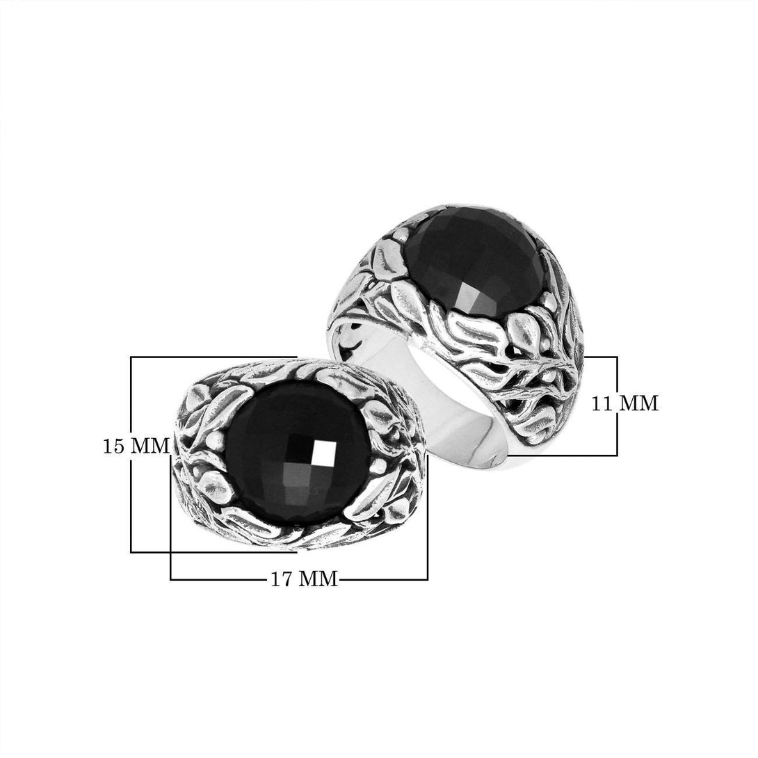 AR-8032-OX-8" Sterling Silver Ring With Black Onyx Jewelry Bali Designs Inc 