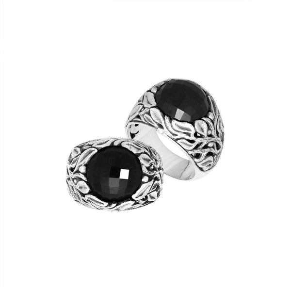 AR-8032-OX-8" Sterling Silver Ring With Black Onyx Jewelry Bali Designs Inc 