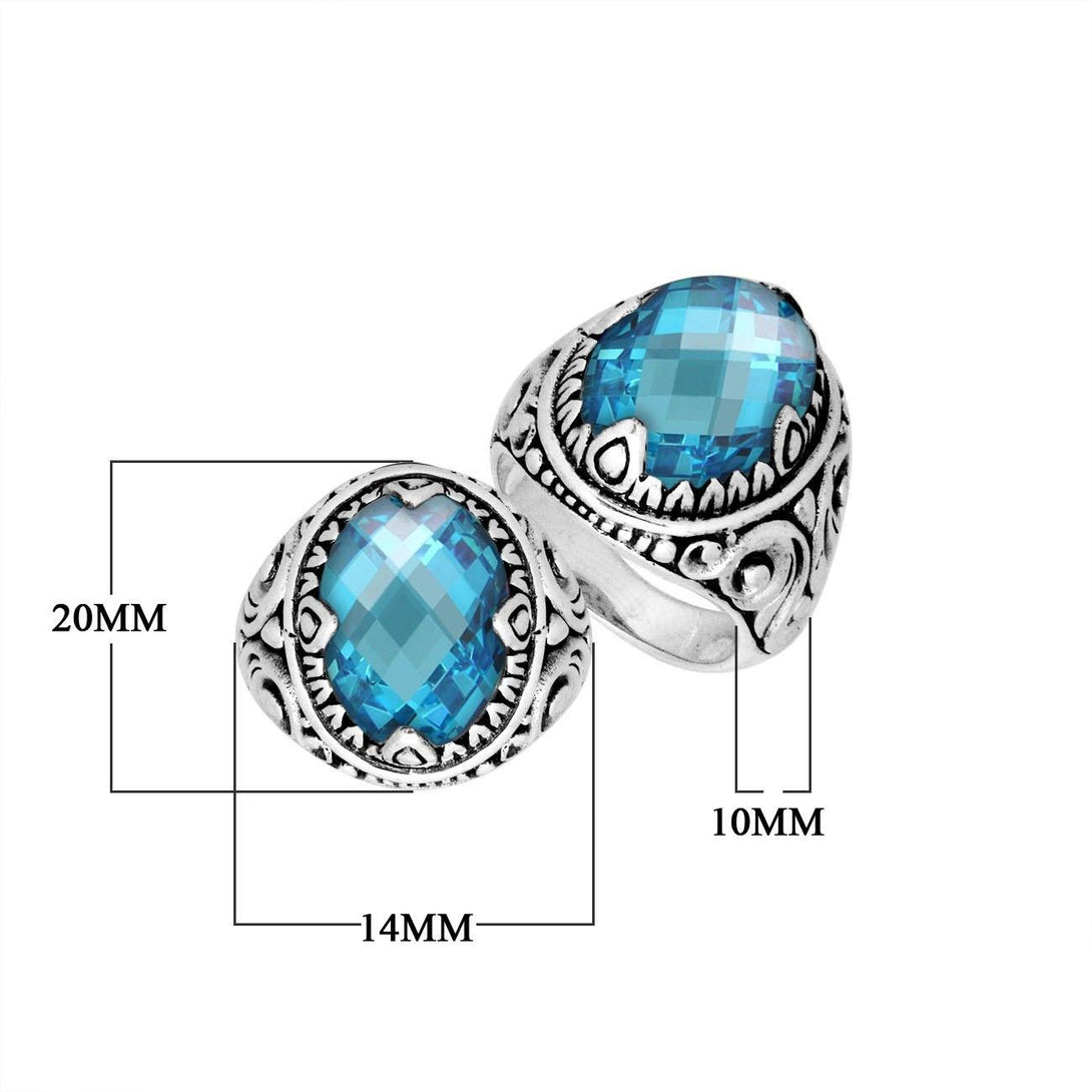 AR-8033-BT-7" Sterling Silver Ring With Blue Topaz Q. Jewelry Bali Designs Inc 