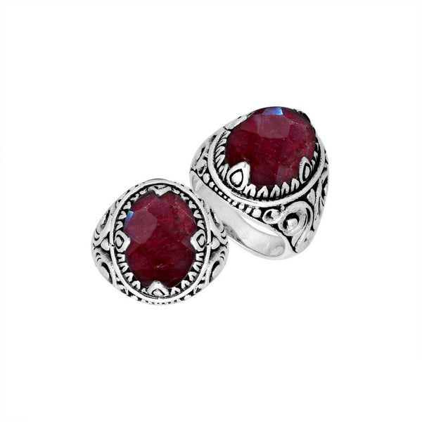 AR-8033-RB-7" Sterling Silver Ring With Ruby Jewelry Bali Designs Inc 
