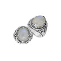 Rainbow Moonstone Oval Sterling Silver Balinese Ring Handcrafted In Indonesia