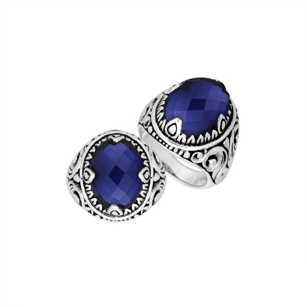 AR-8033-SP-6" Sterling Silver Ring With Sapphire Jewelry Bali Designs Inc 