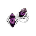 Sterling Silver Amethyst Quartz Marquise Balinese Ring Handcrafted In Indonesia
