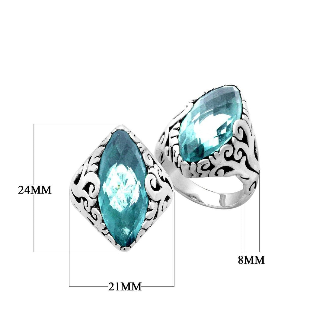 AR-8035-BT-7" Sterling Silver Ring With Blue Topaz Q. Jewelry Bali Designs Inc 