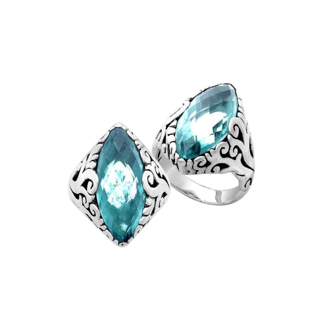 AR-8035-BT-9" Sterling Silver Ring With Blue Topaz Q. Jewelry Bali Designs Inc 